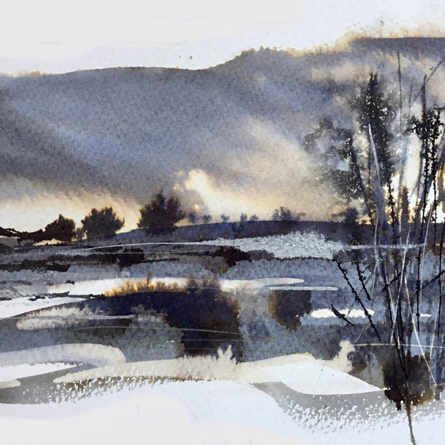 Wetland Inky Reeds, Judith Champion artist, Somerset, ink